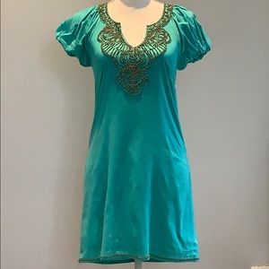 Turquoise Beaded Mini Dress 👗
